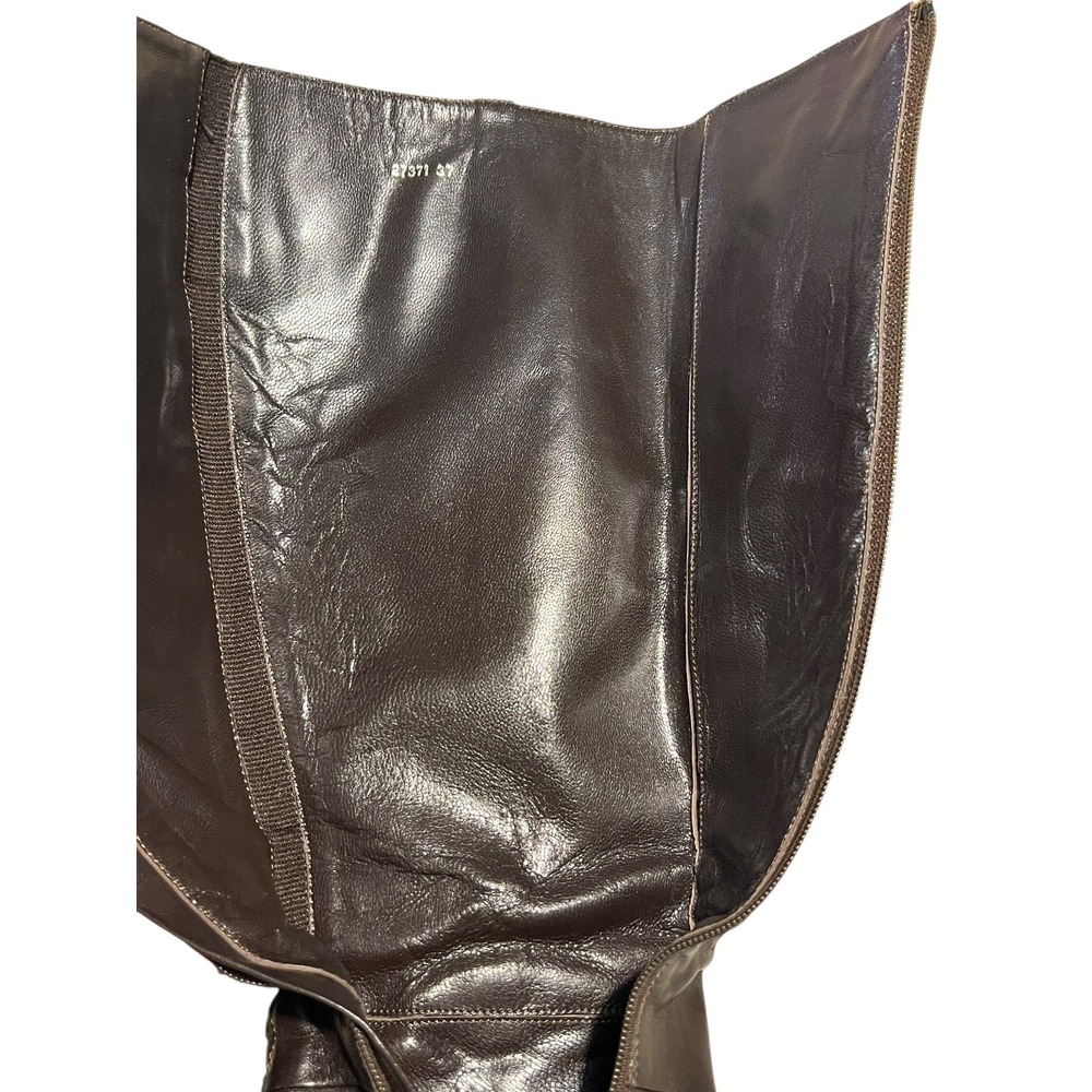 LK Bennett Dark Brown Leather Knee High Zip Up Elasticated Riding Boots EU37 - Picture 6 of 6